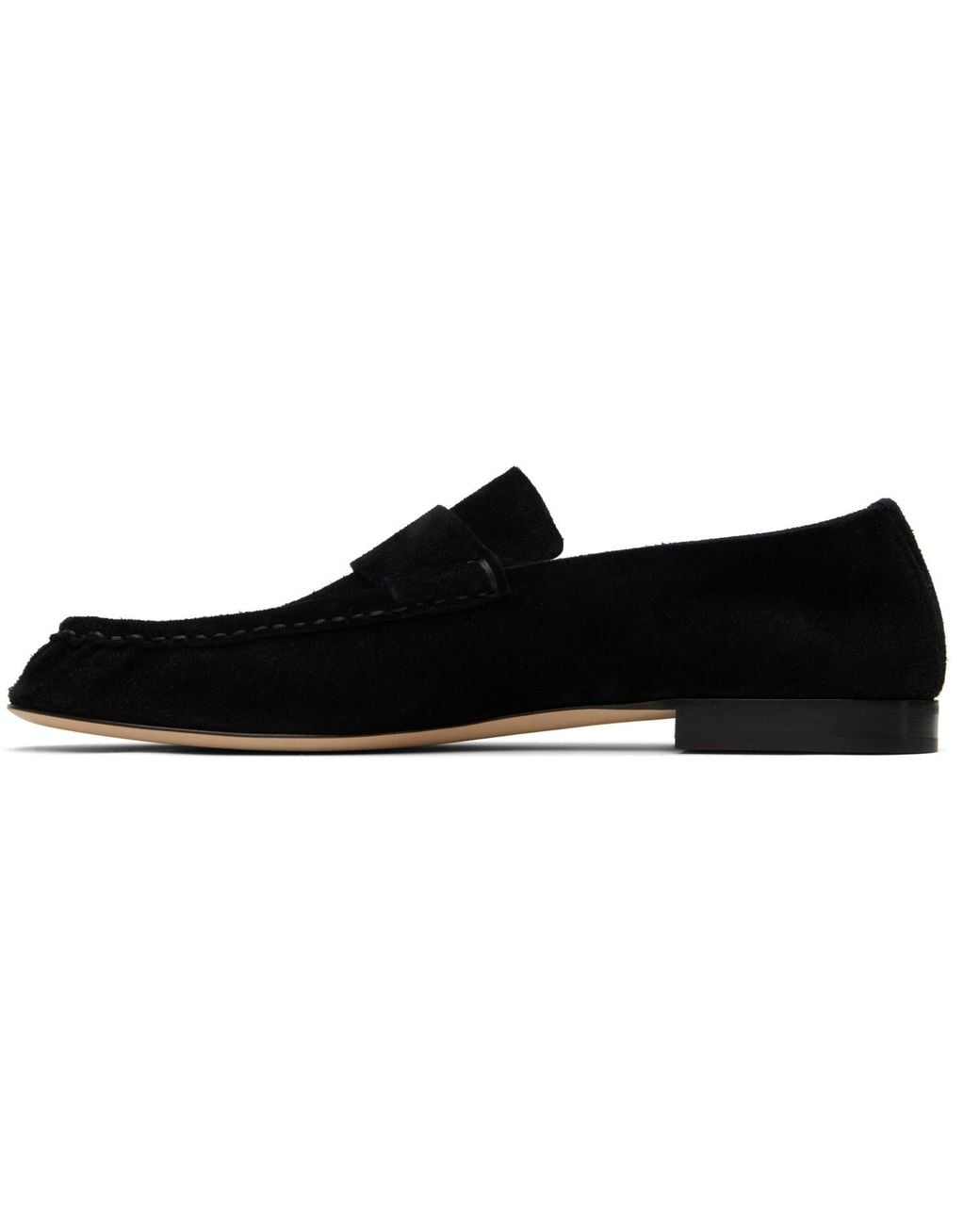The Row Black Soft Suede Loafers