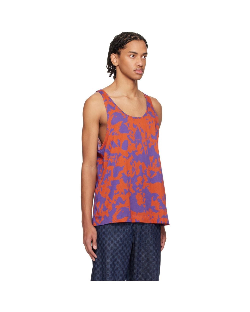 Dries Van Noten Red Scoop Neck Tank Top for men