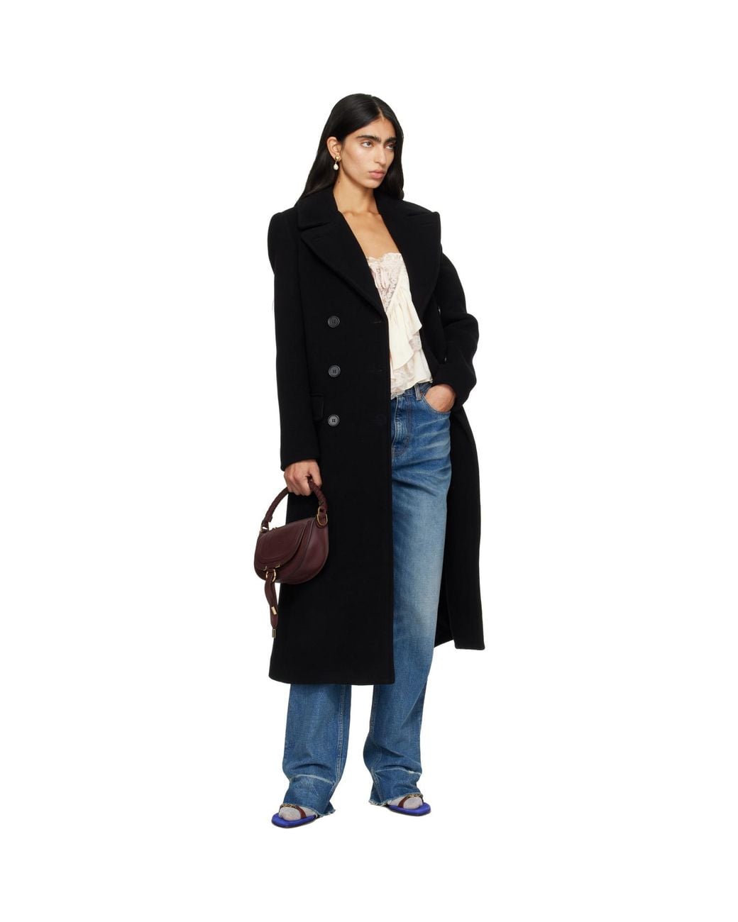 Chloé Black Long Double-Breasted Coat