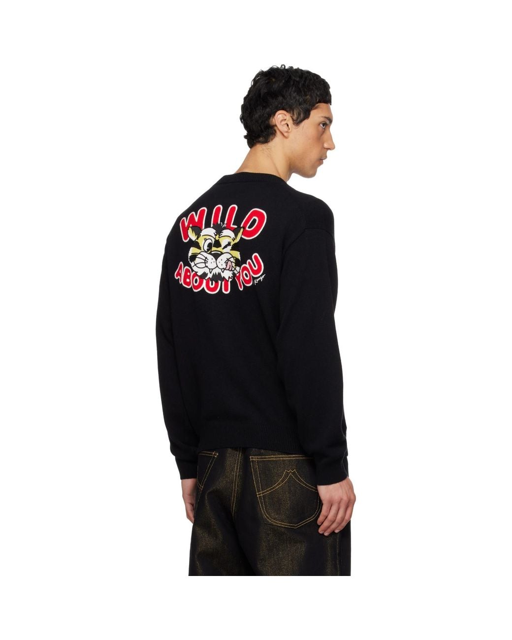 KENZO Black Paris Wild Tiger' Cardigan for men
