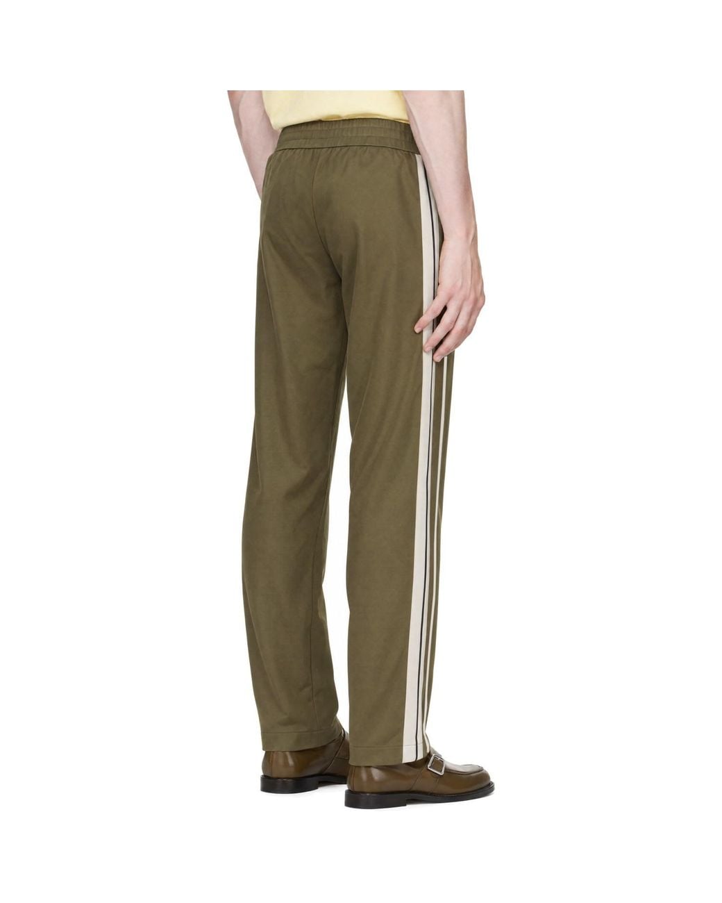 Palm Angels Green Khaki Palm Tree Striped Track Pants for men