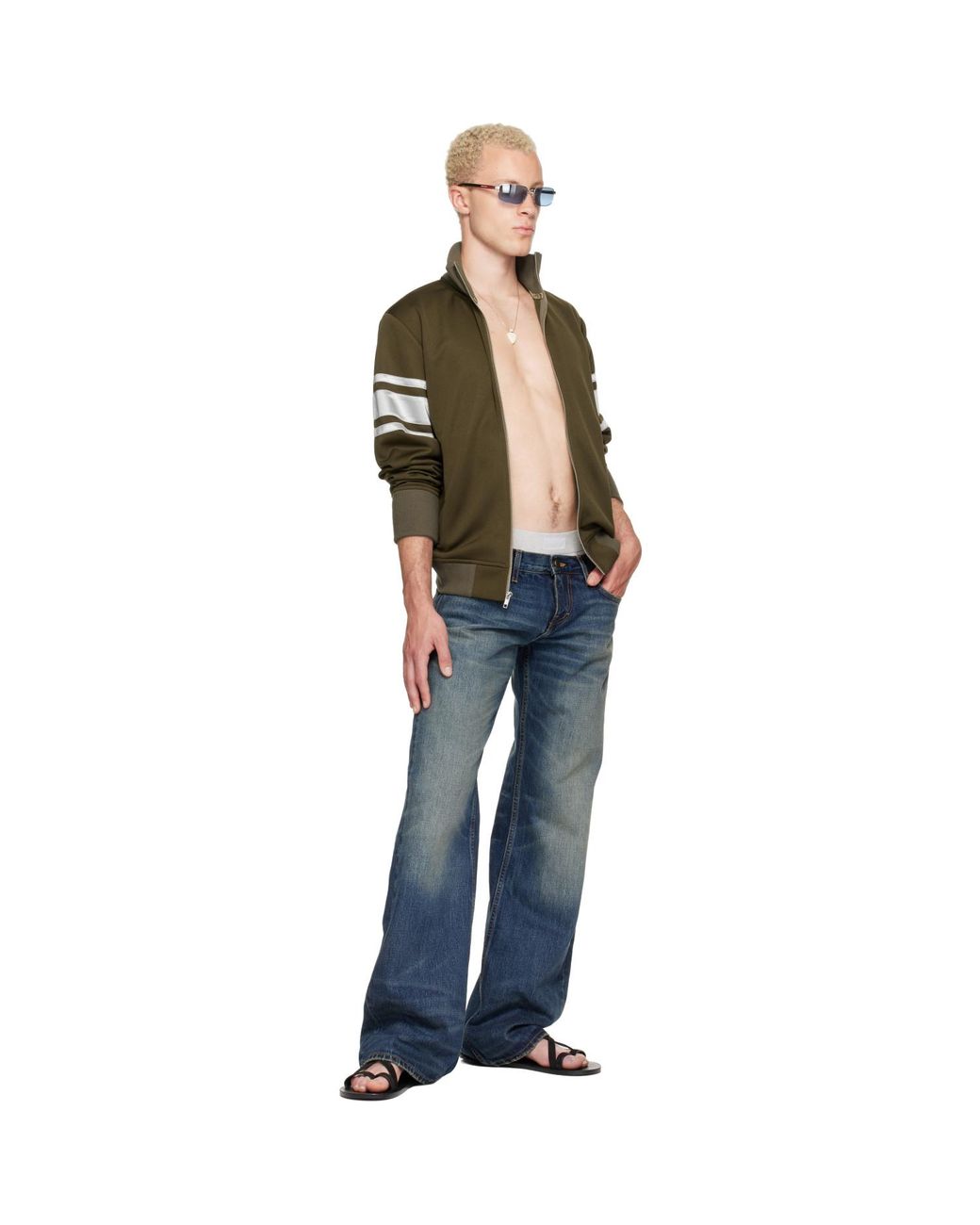 Raimundo Langlois Green Khaki Track Jacket for men