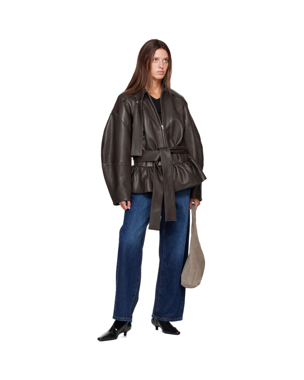 St. Agni Brown Taupe Suede Soft Bag