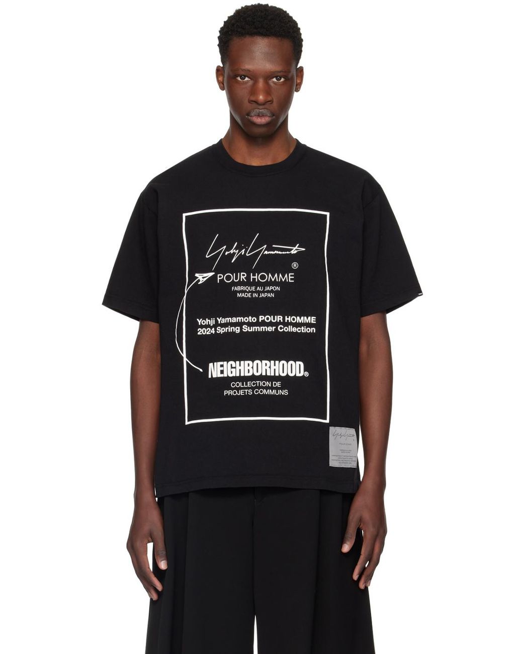Tシャツ・カットソー YOHJI YAMAMOTO Contrast sleeve t-shirt Black Yohji Yamamoto Short Sleeve T-Shirt Black | eBay
