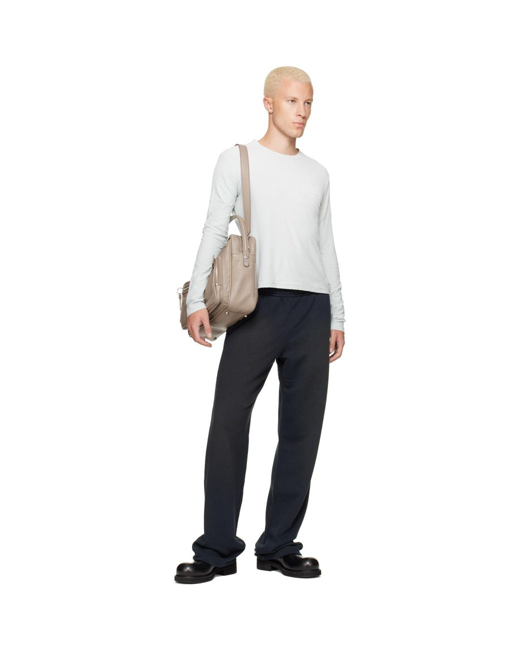 Acne White Distressed Logo T-Shirt for men