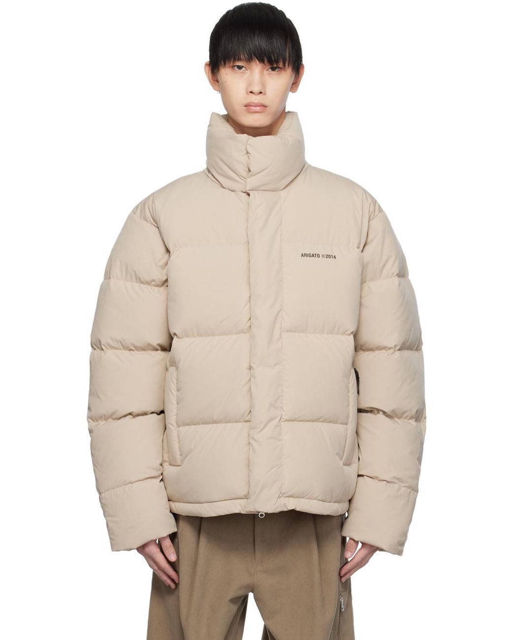 axel arigato puffer jacket beige