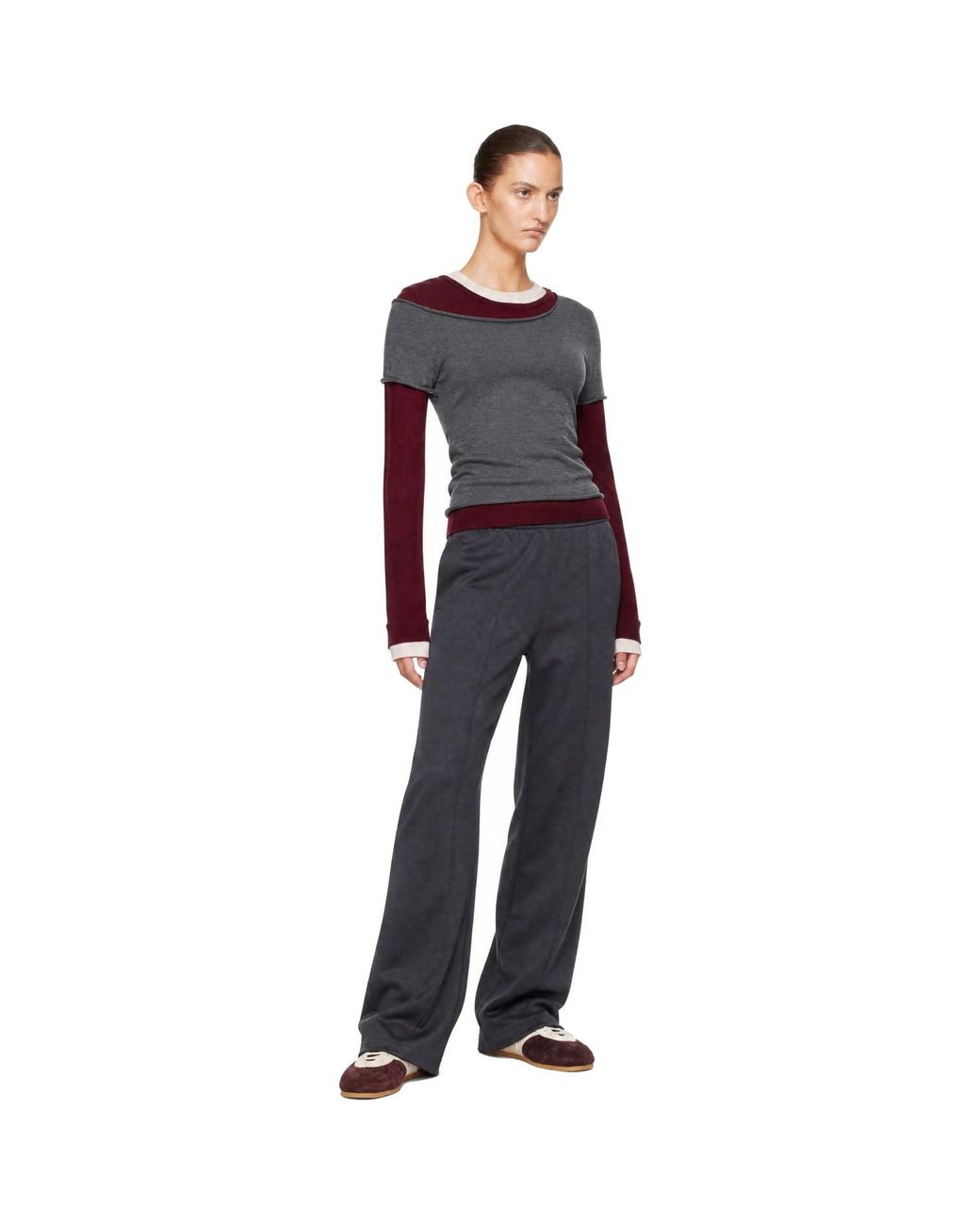 Staud Black Burgundy Sera Sweater