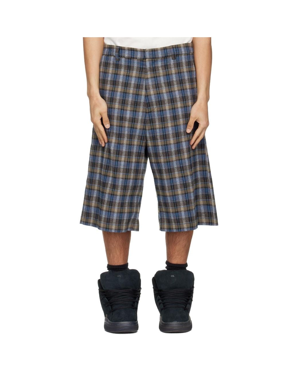 ERL Black Check Shorts for men