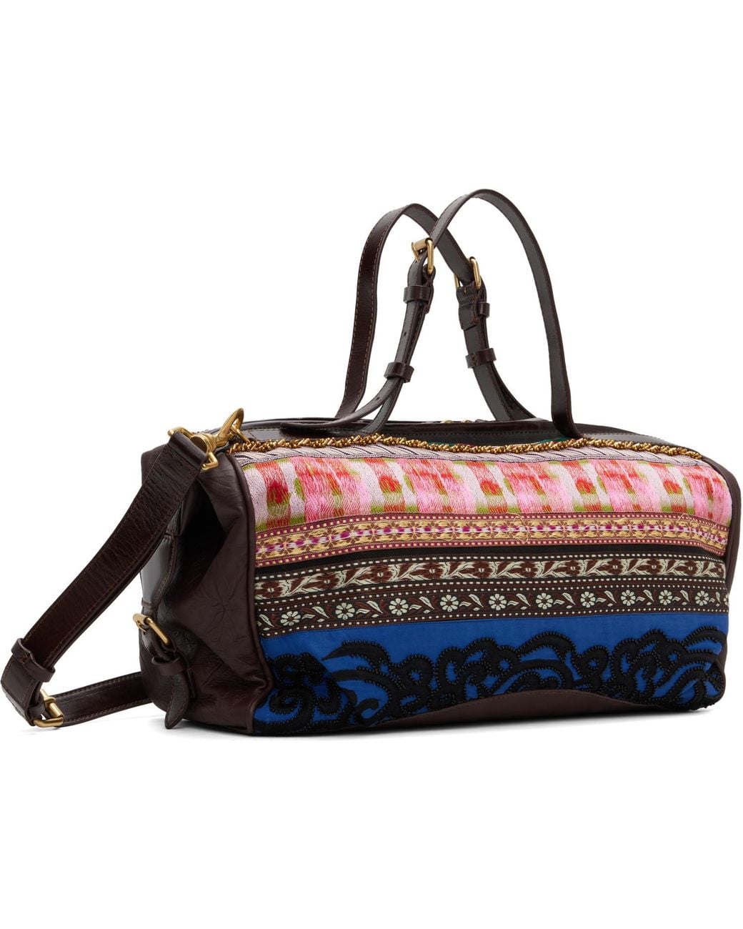 Dries Van Noten Blue Color Medium Embroide East West Zip Bag