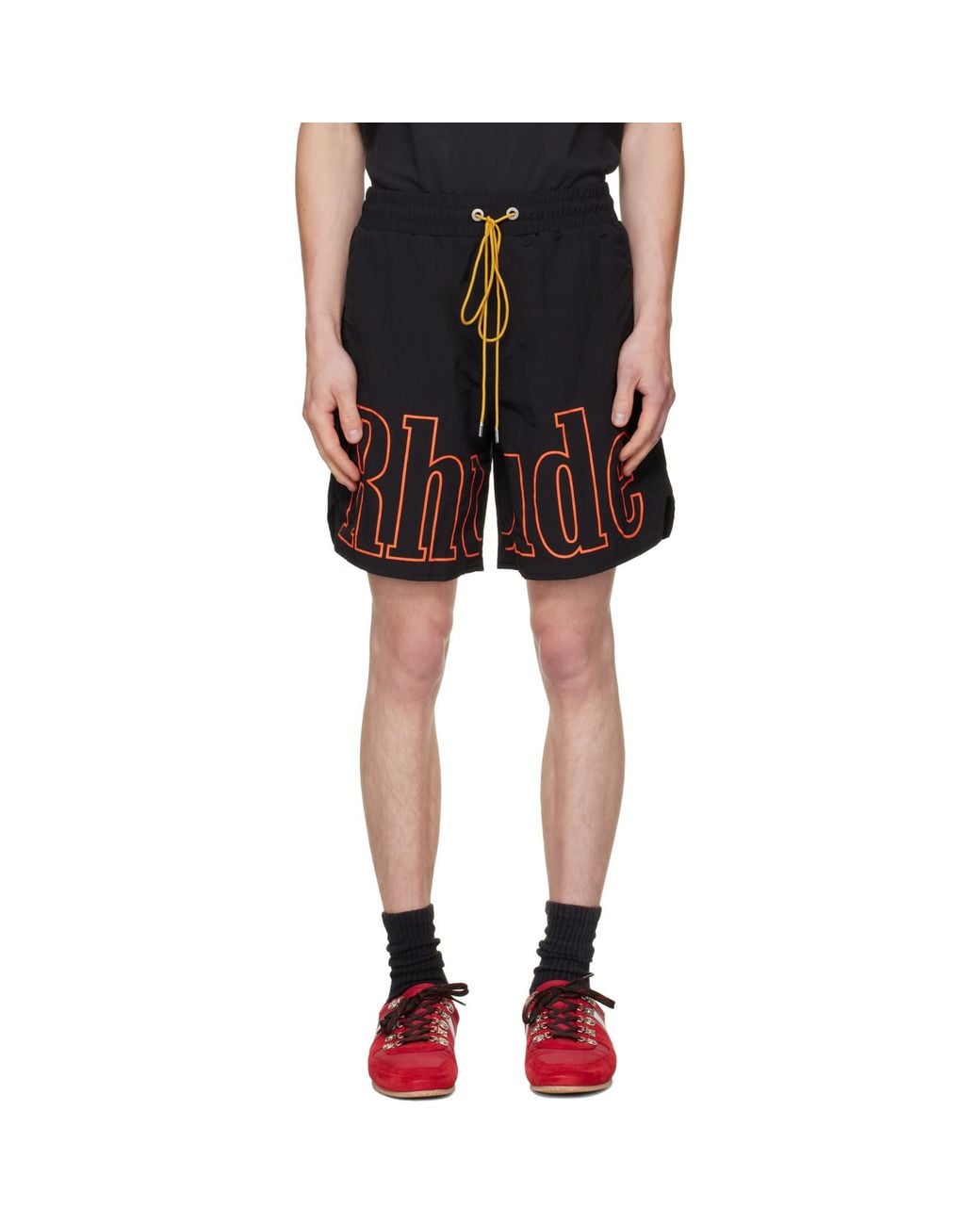 Rhude Black Logo Track Shorts for men
