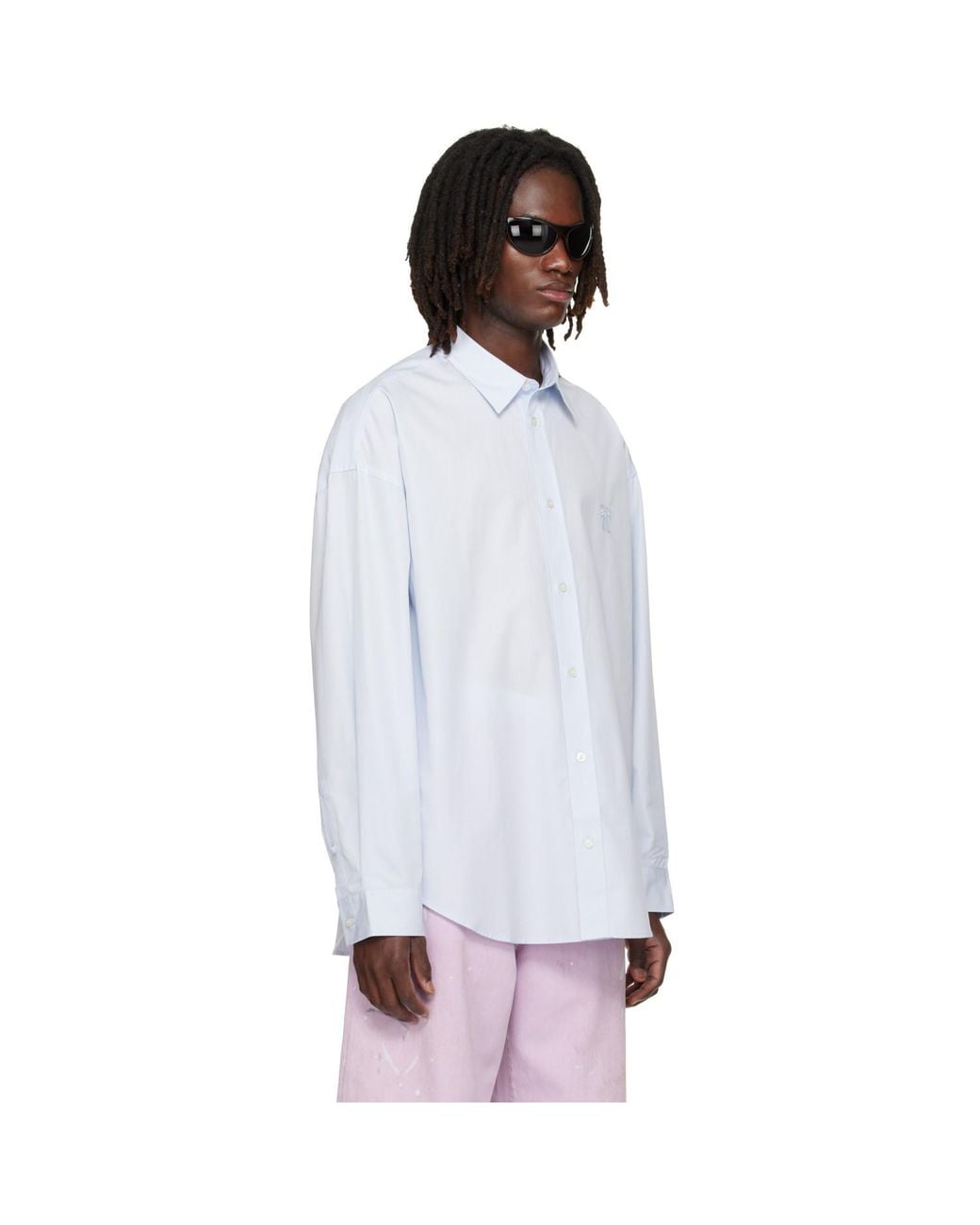 Acne White Button-Up Logo Shirt for men