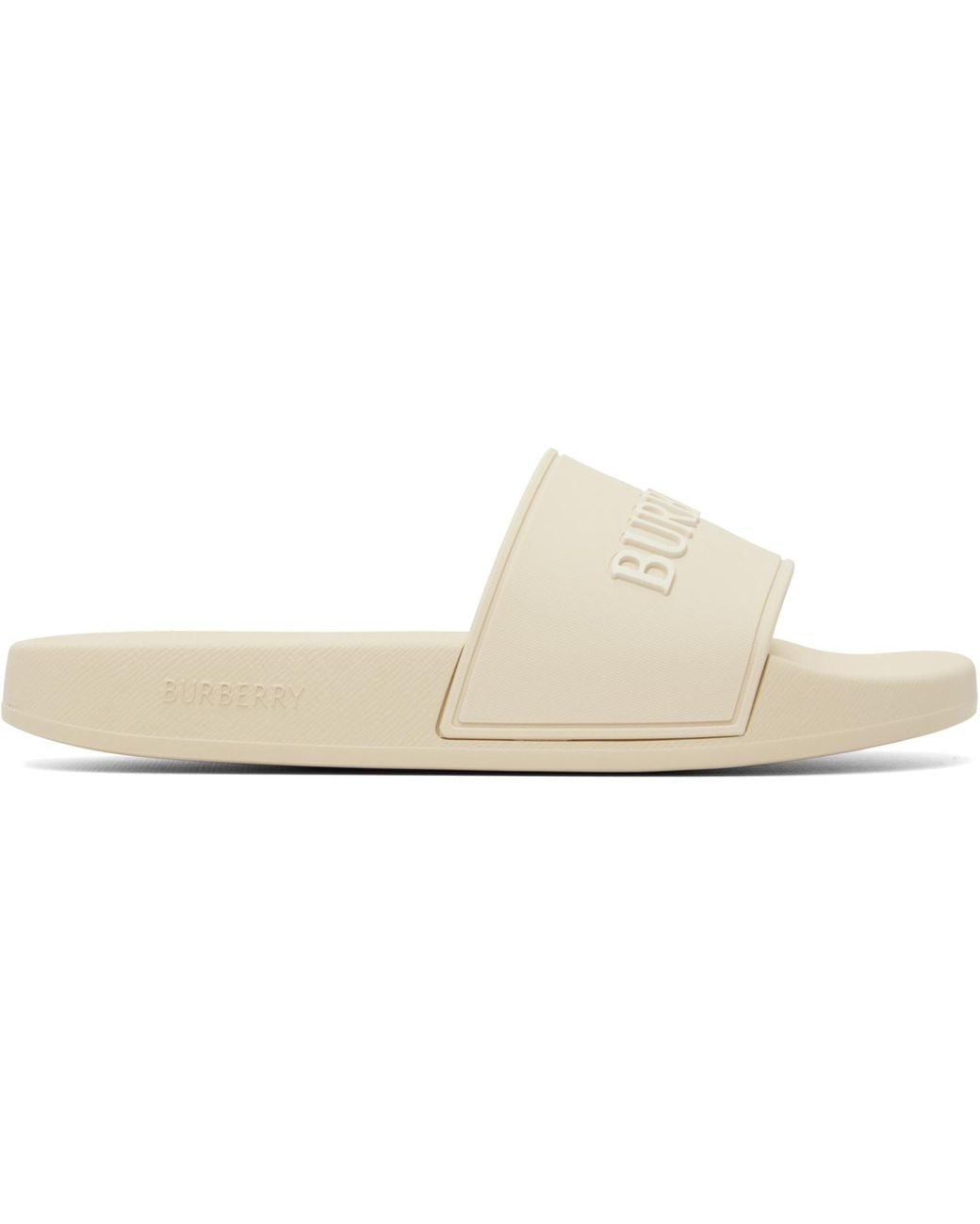 Burberry White Off- Logo Slides