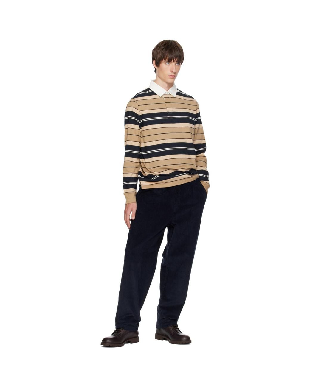 Barbour Black Frith Striped Rugby Polo for men
