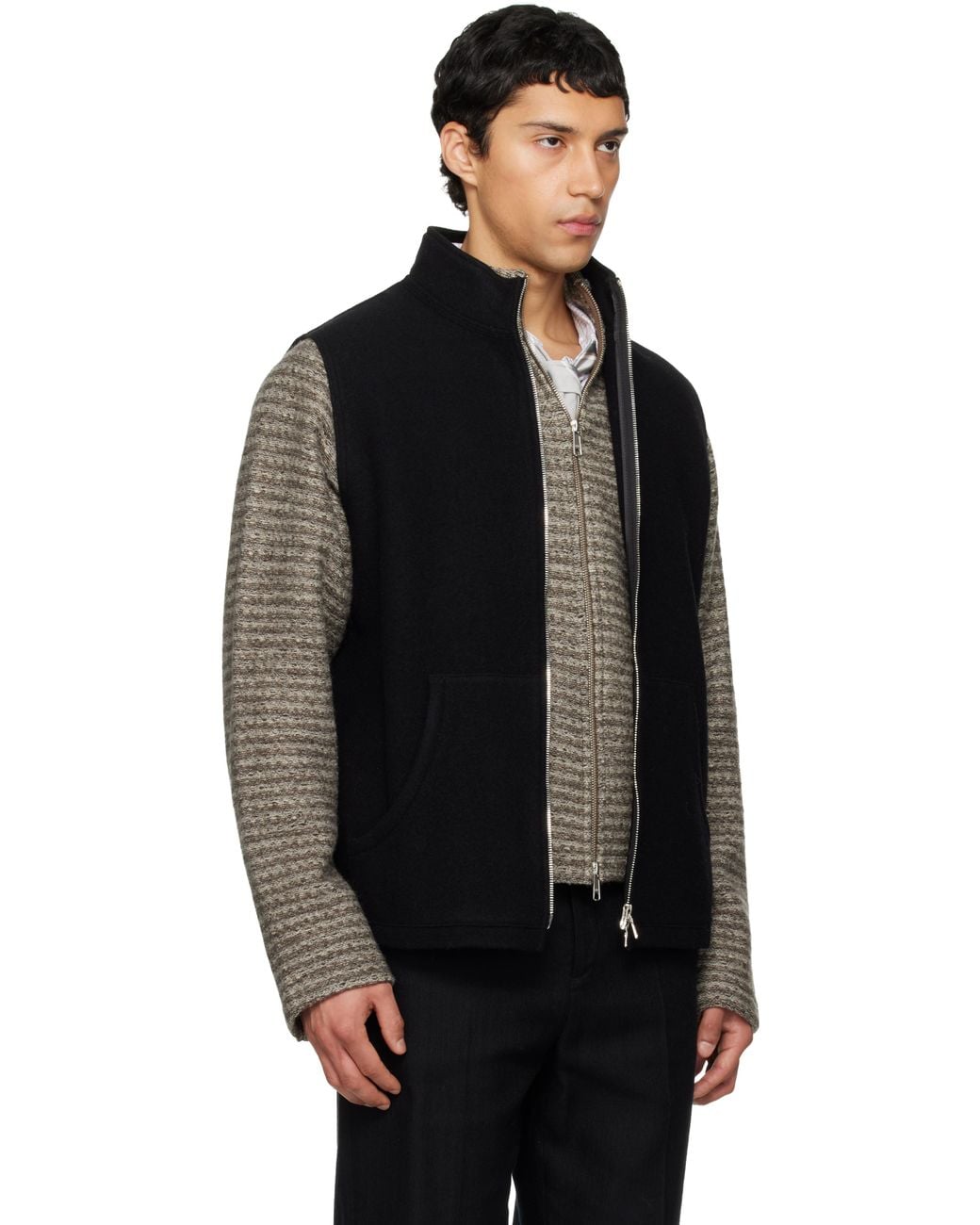 Rier Black Full Zip Vest for men