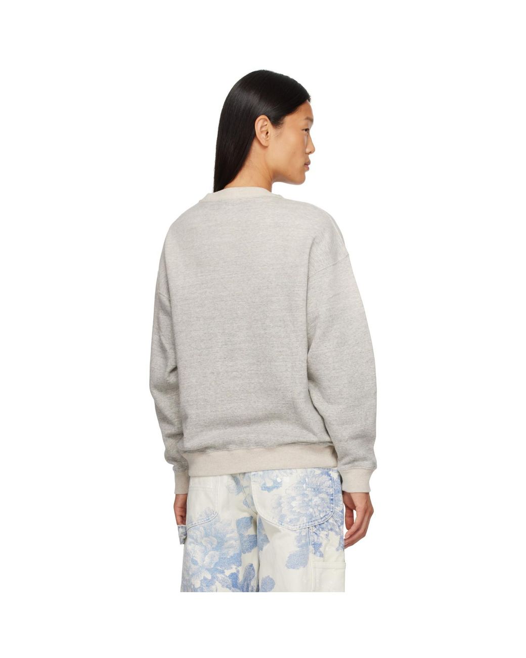 R13 Gray 'Whatever' Oversized Crewneck Sweatshirt