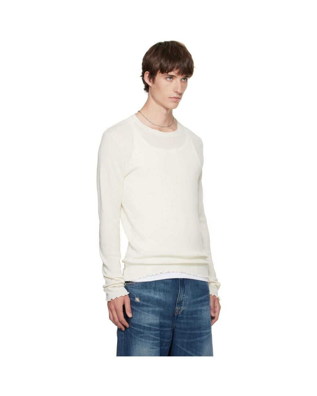 Our Legacy White Off- Elongated Longsleeve T-Shirt for men