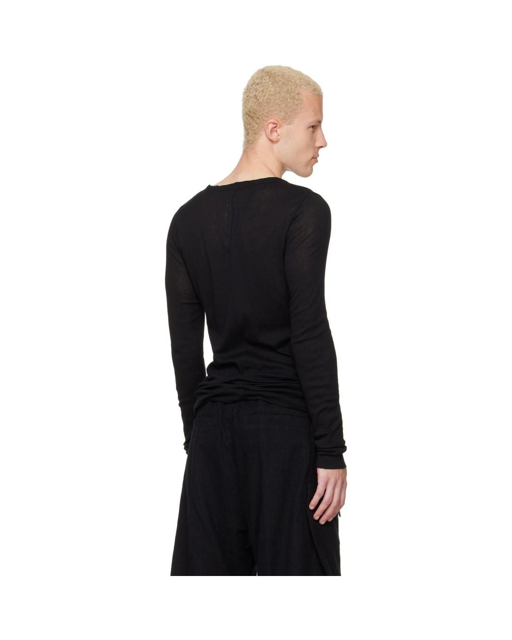 Rick Owens Black Tower Rib Ls T-Shirt for men