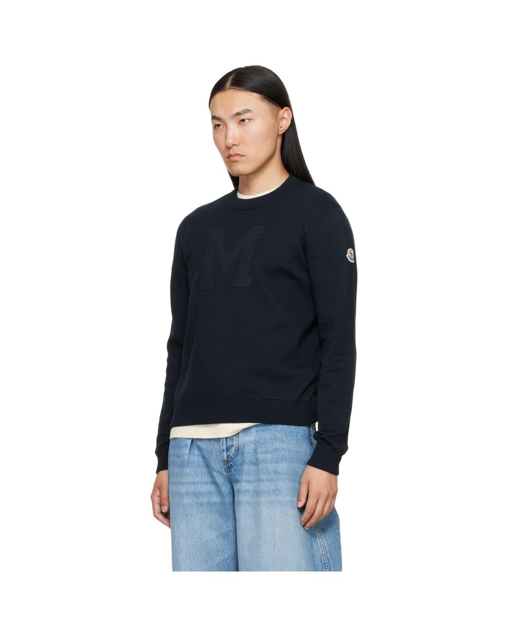 Moncler Black Monogram Cotton Blend Sweater for men