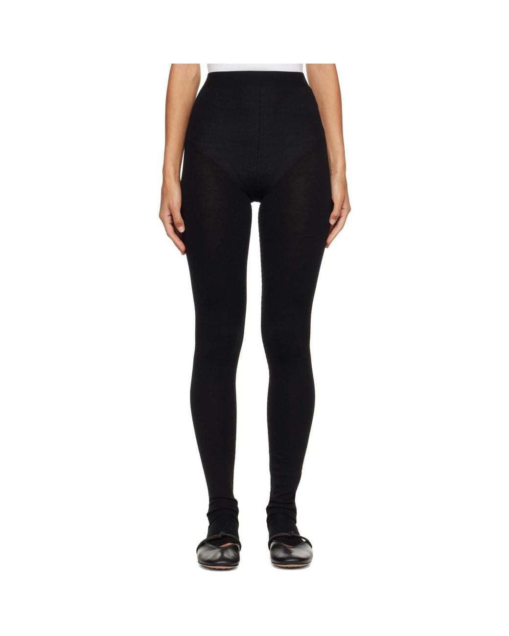 Bottega Veneta Black Wool Rib Seamless Leggings