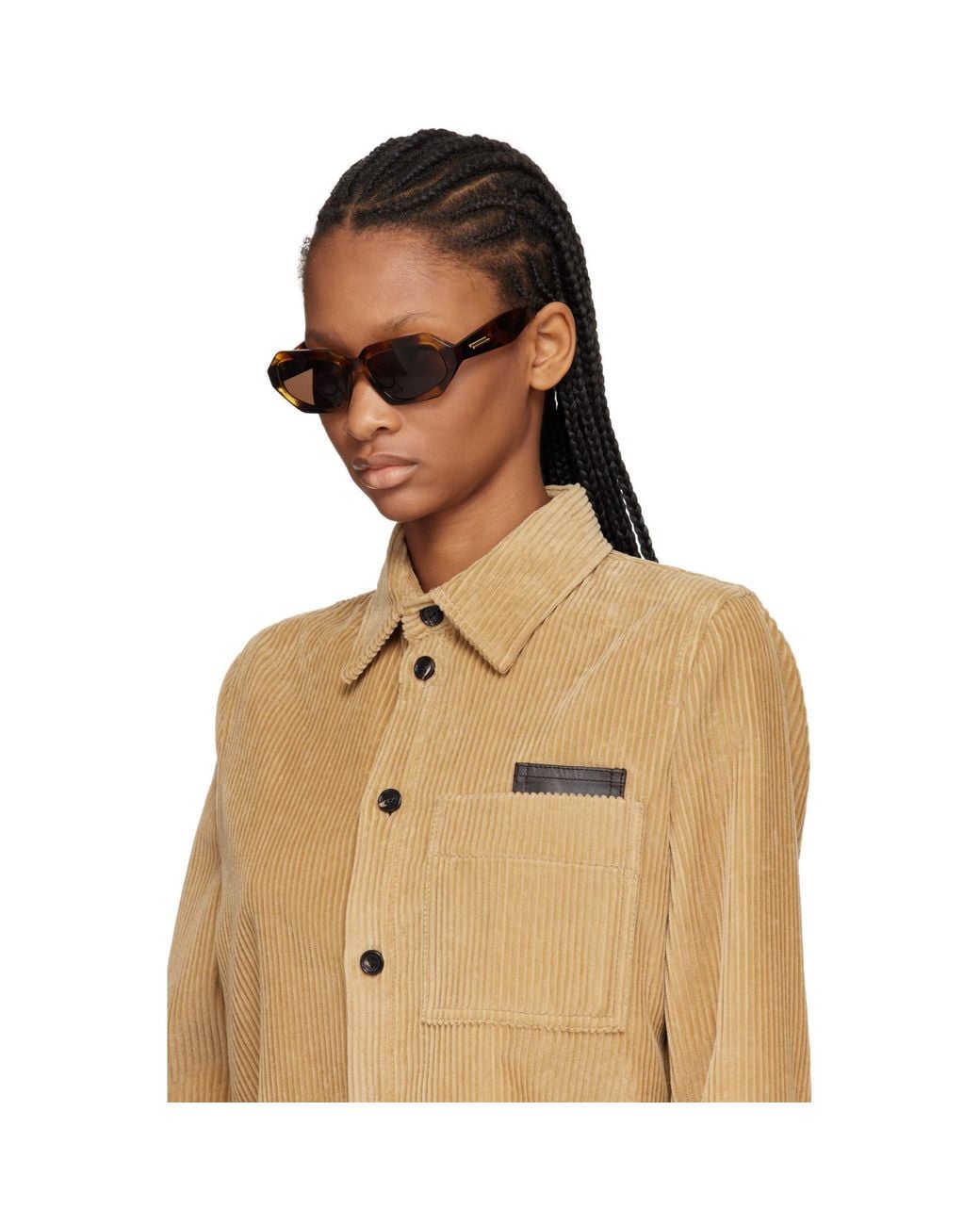 Bottega Veneta Brown Classic Oval Sunglasses