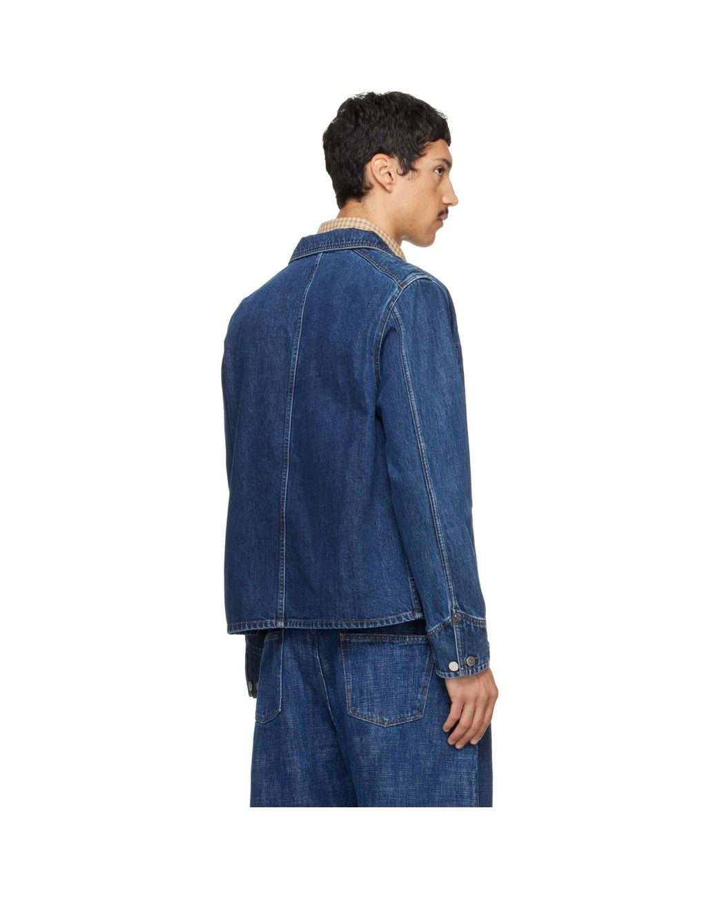 Drake's Blue Work Denim Jacket for men