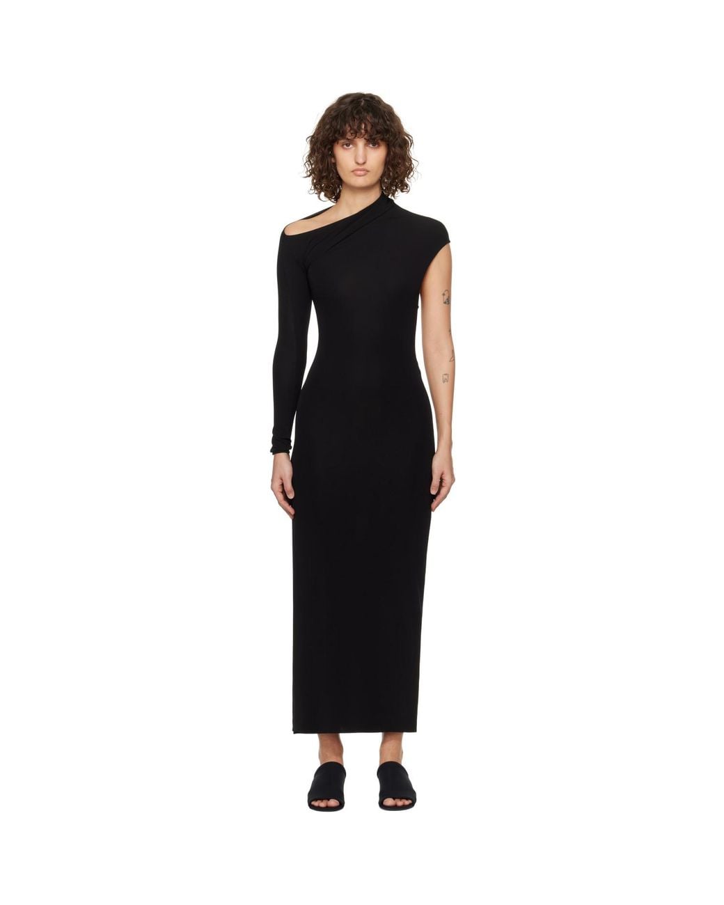 Courreges Black Asymmetric Maxi Dress
