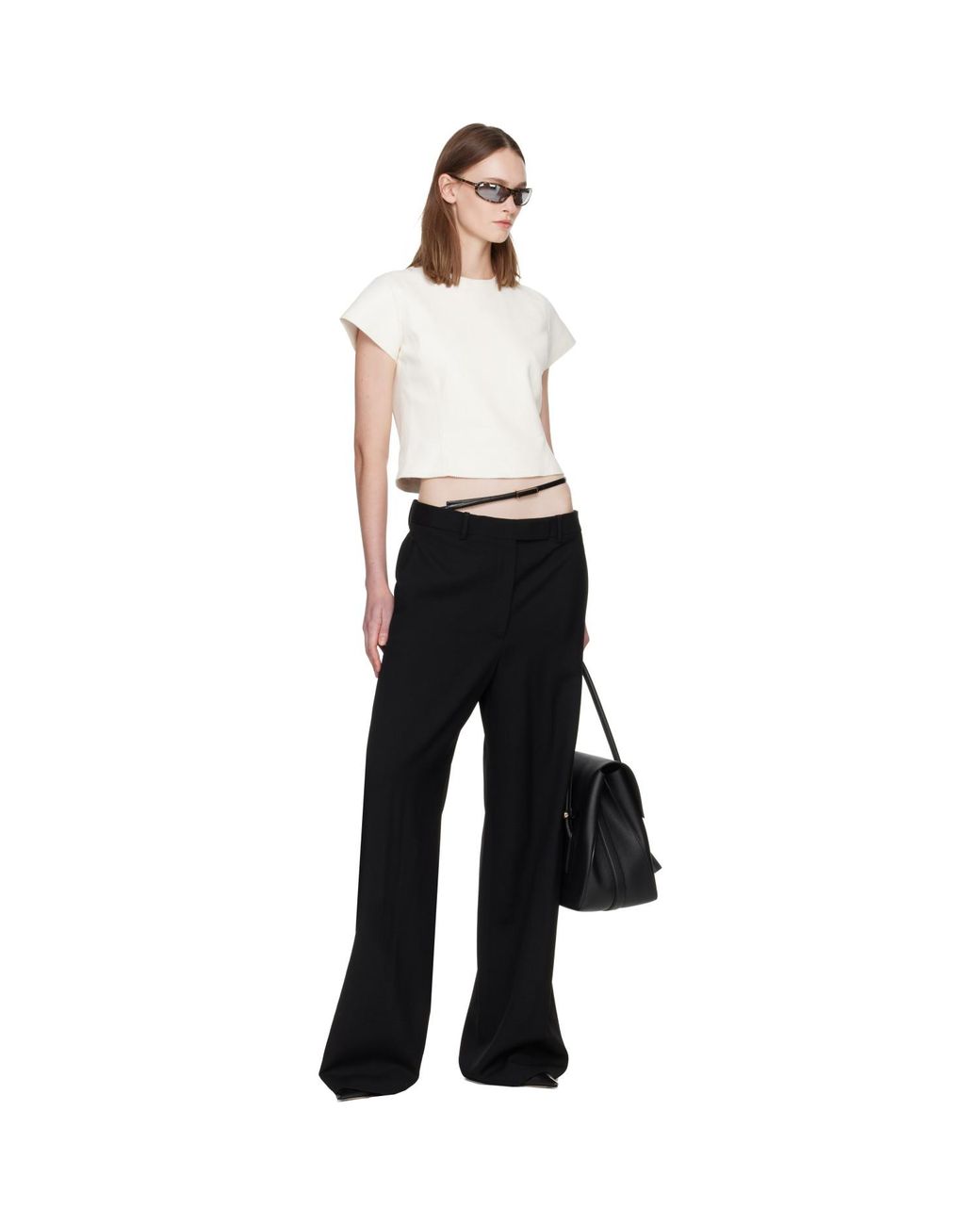 Tom Ford Black Sharp Grain De Poudre Slanted Trousers