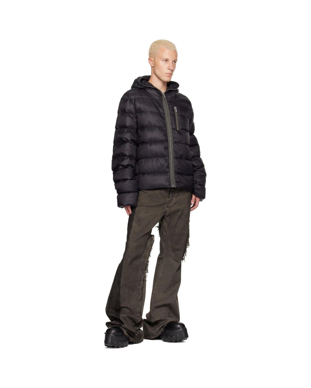 Rick Owens Black Tower Hooded Down Jacket for men