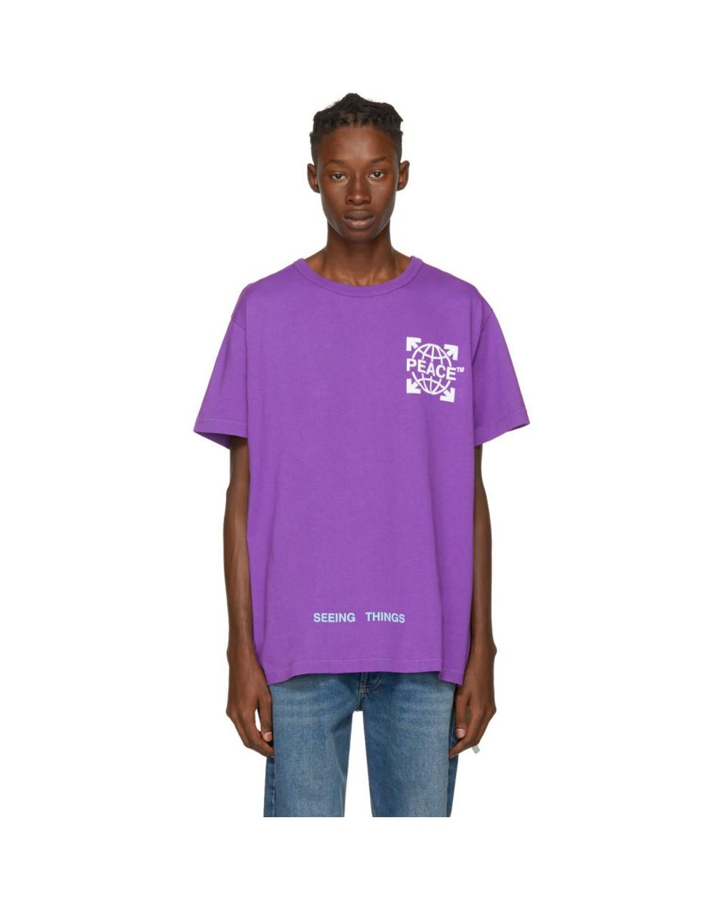 Off-White c/o Virgil Abloh Purple 'peace' Globe T-shirt for Men | Lyst