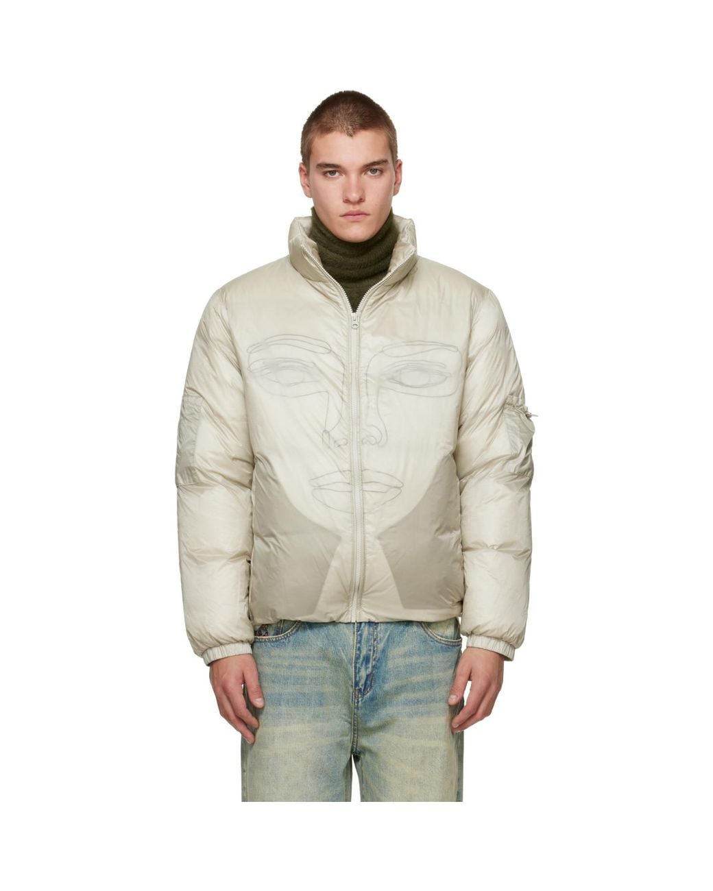 Kidsuper Gray 'Translucent Face' Down Jacket for men