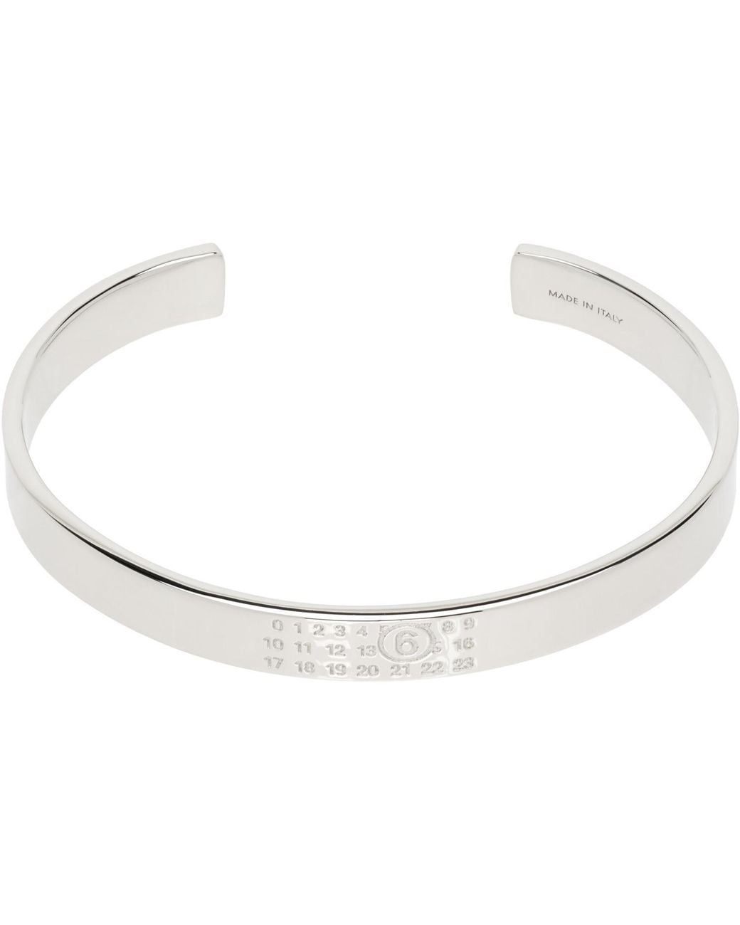MM6 by Maison Margiela Metallic Numeric Minimal Signature Cuff Bracelet for men