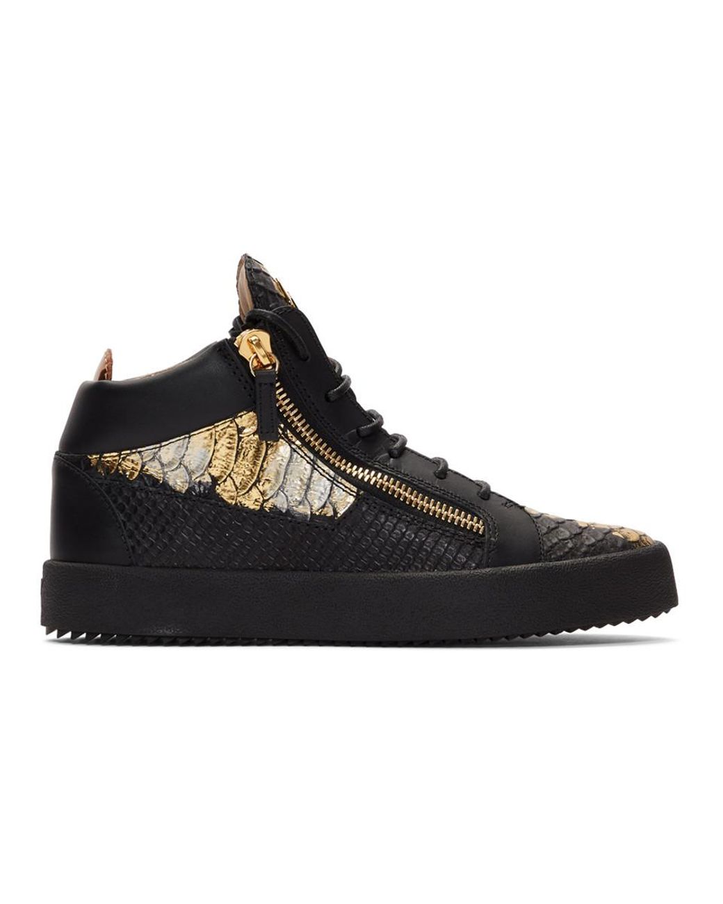Giuseppe Zanotti Black And Gold Croc Kriss High-top Sneakers for Men ...