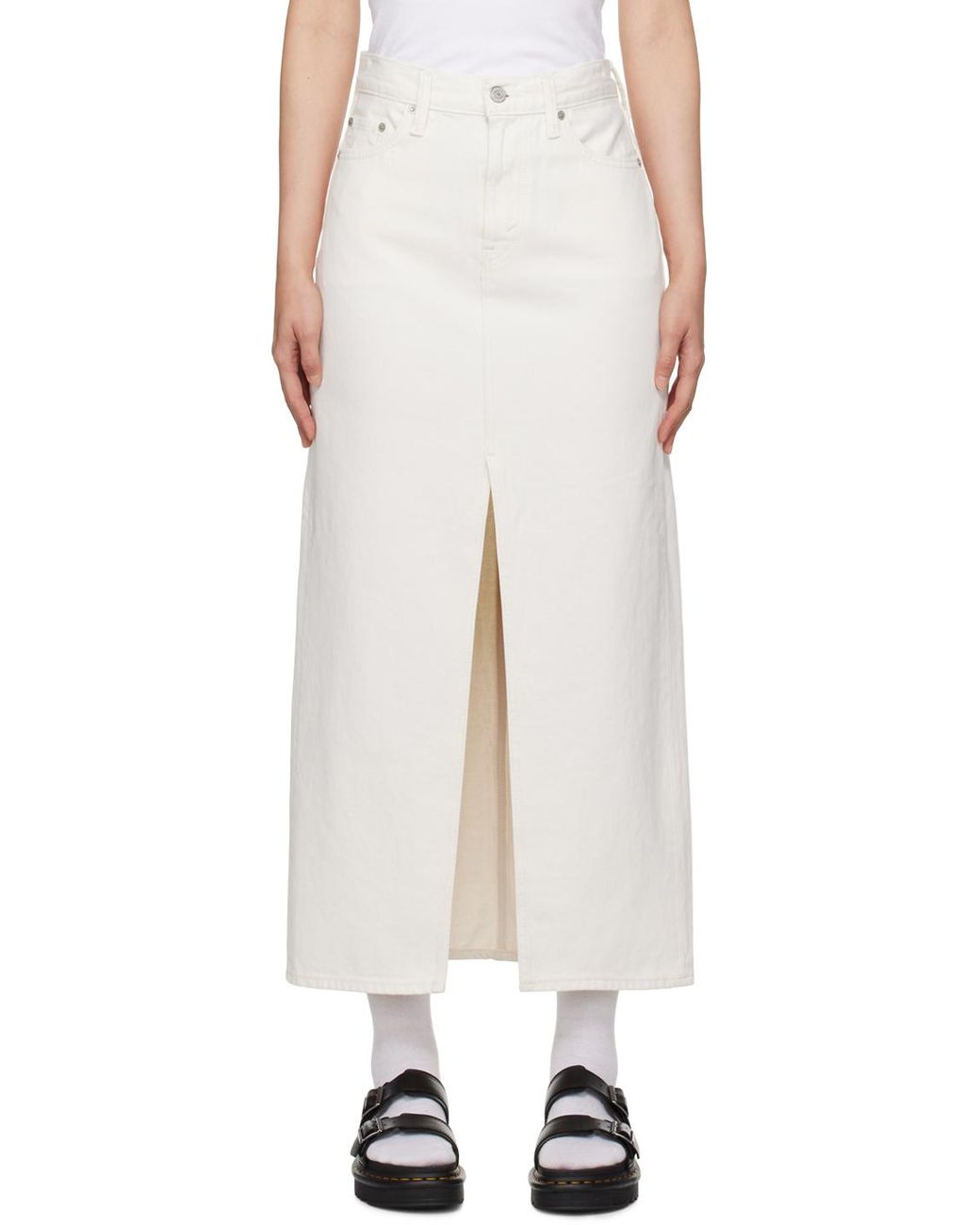 Jupe midi droite blanche en denim Levi s en coloris Blanc Lyst