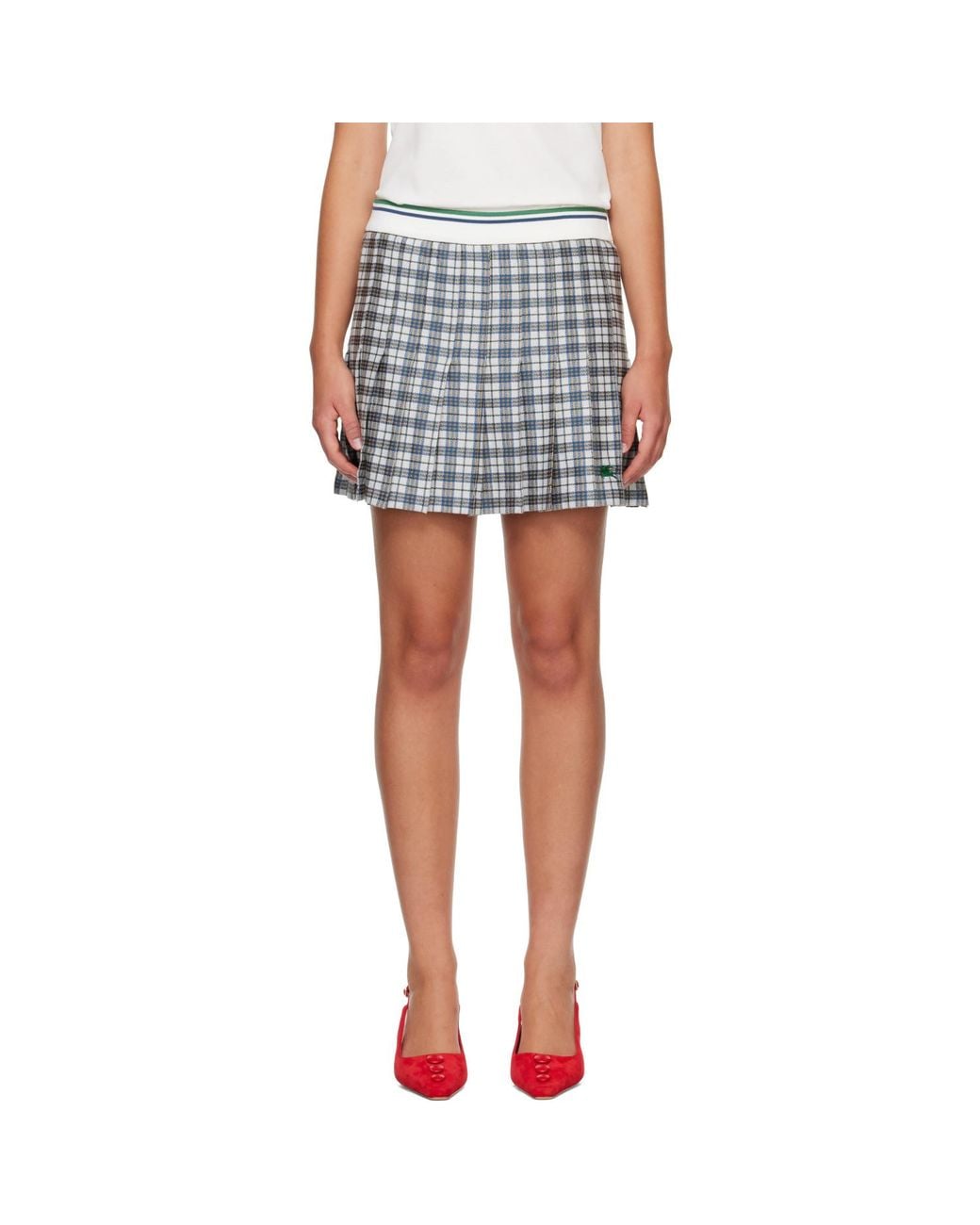 Burberry Blue Pleated Check Tennis Miniskirt