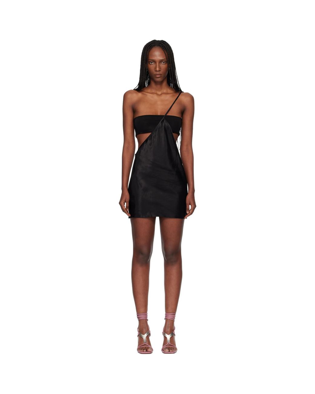 Rick Owens Black Temple Bias Strap Minidress