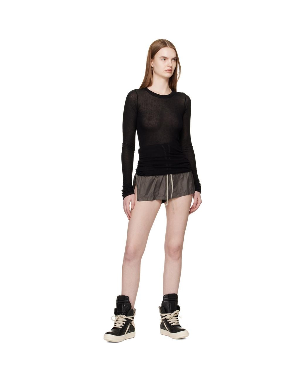 Rick Owens Black Temple Geobasket Sneakers