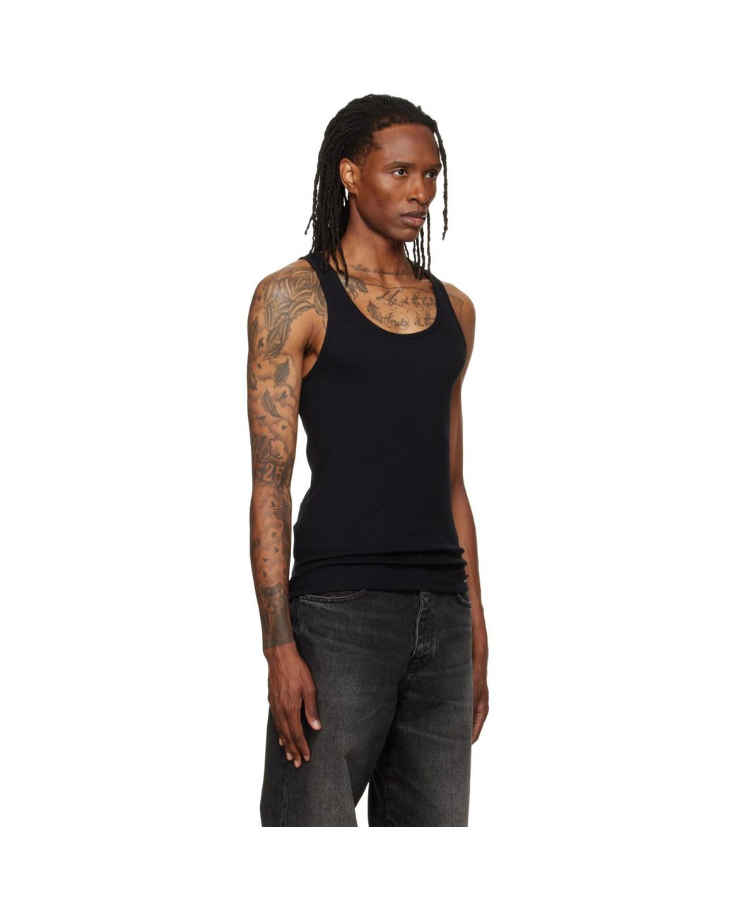 Tom Ford Black Ribbed Tank Top for men