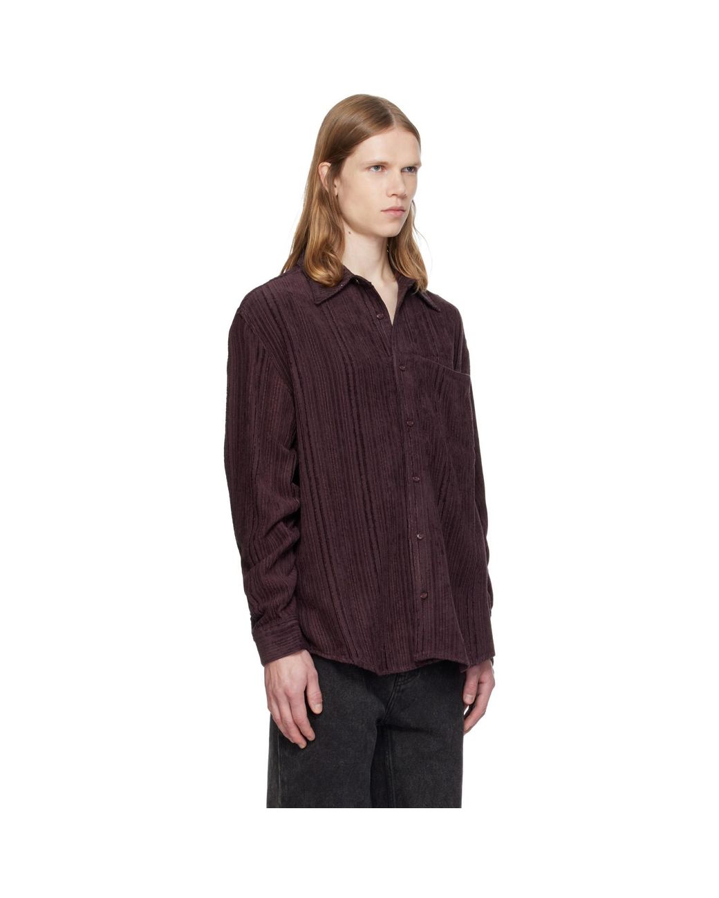 MMIC Purple Burgundy Drape Shirt for men