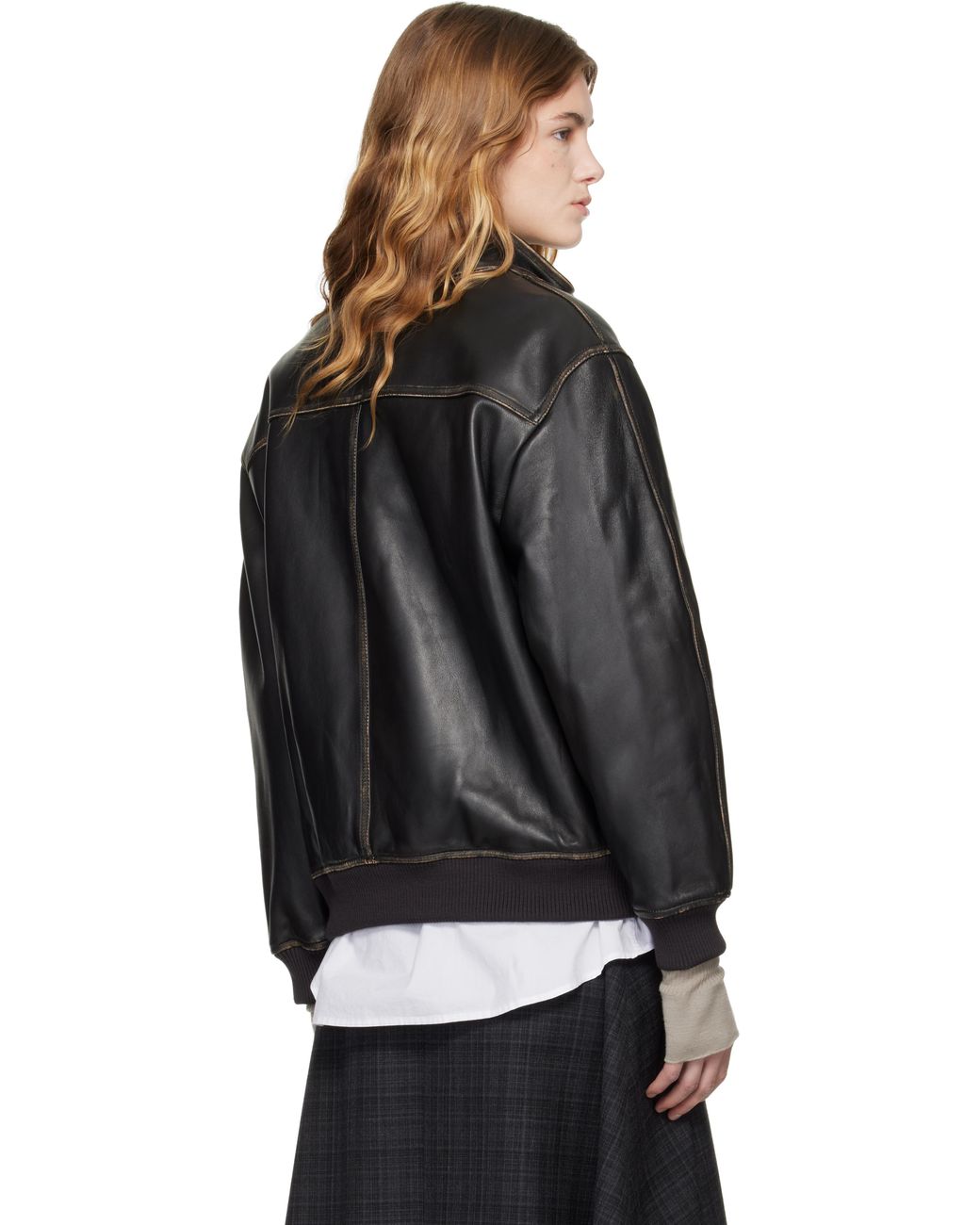 DUNST Black Stand Collared Leather Jacket