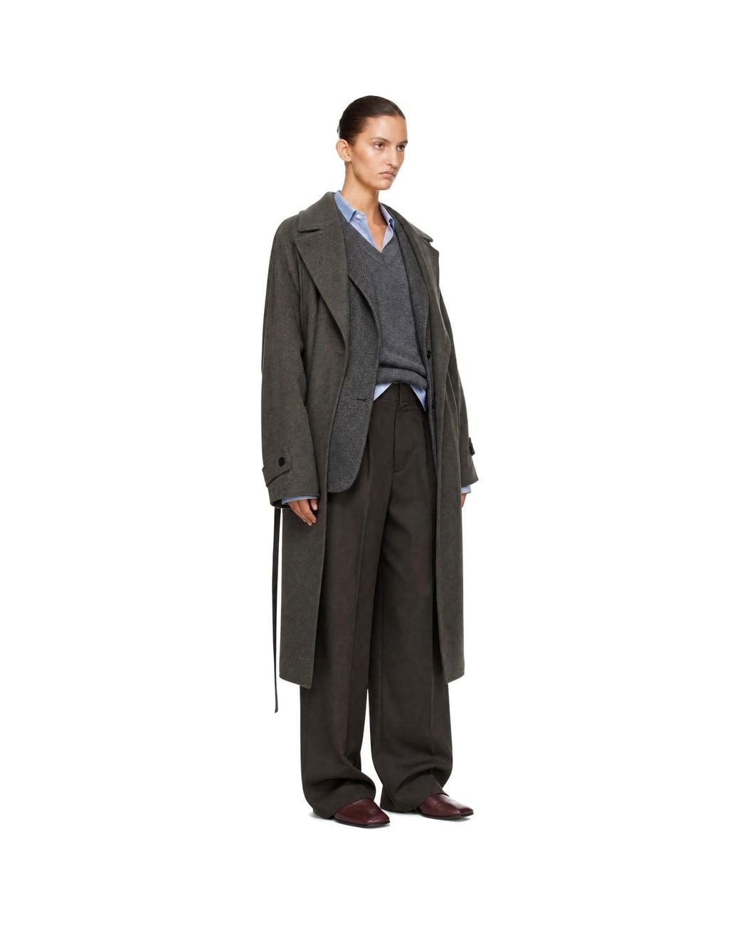 Ssstein Black Doeskin Oversized Peak Lapel Chester Coat