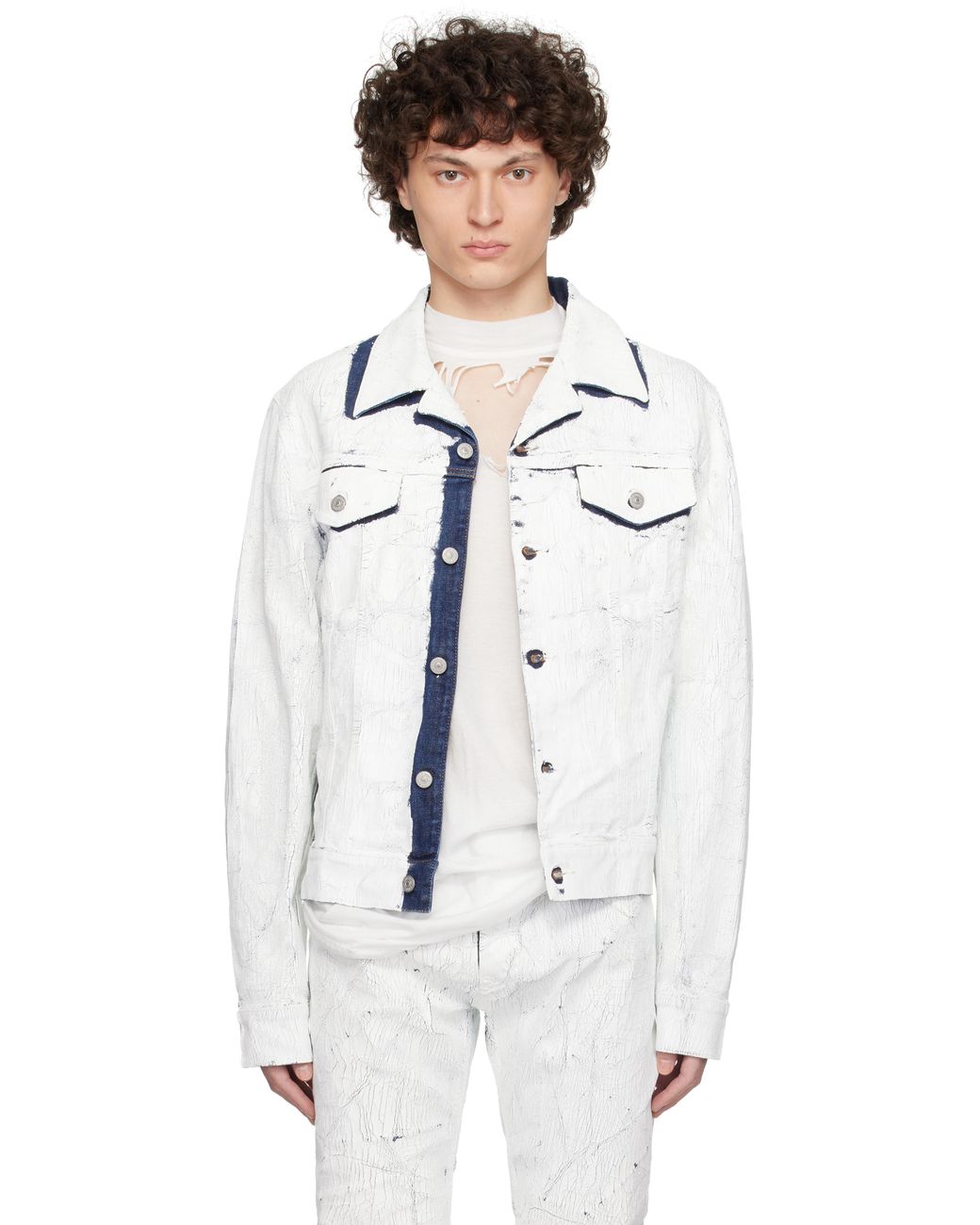 MM6 by Maison Margiela Sports Denim Jacket in White for Men | Lyst