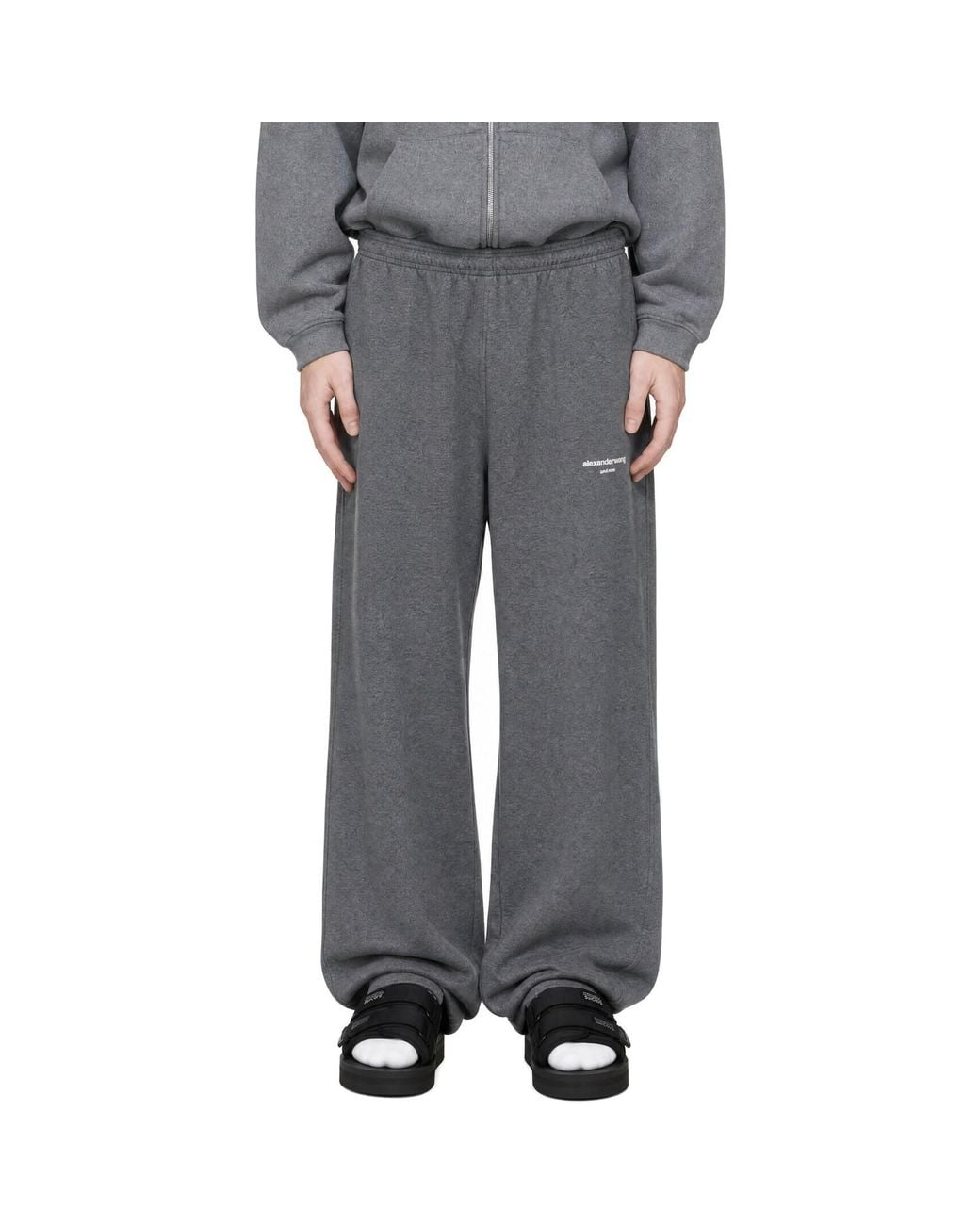 Alexander Wang Gray Logo Print Mid-Rise Oversized Sweatpants for men