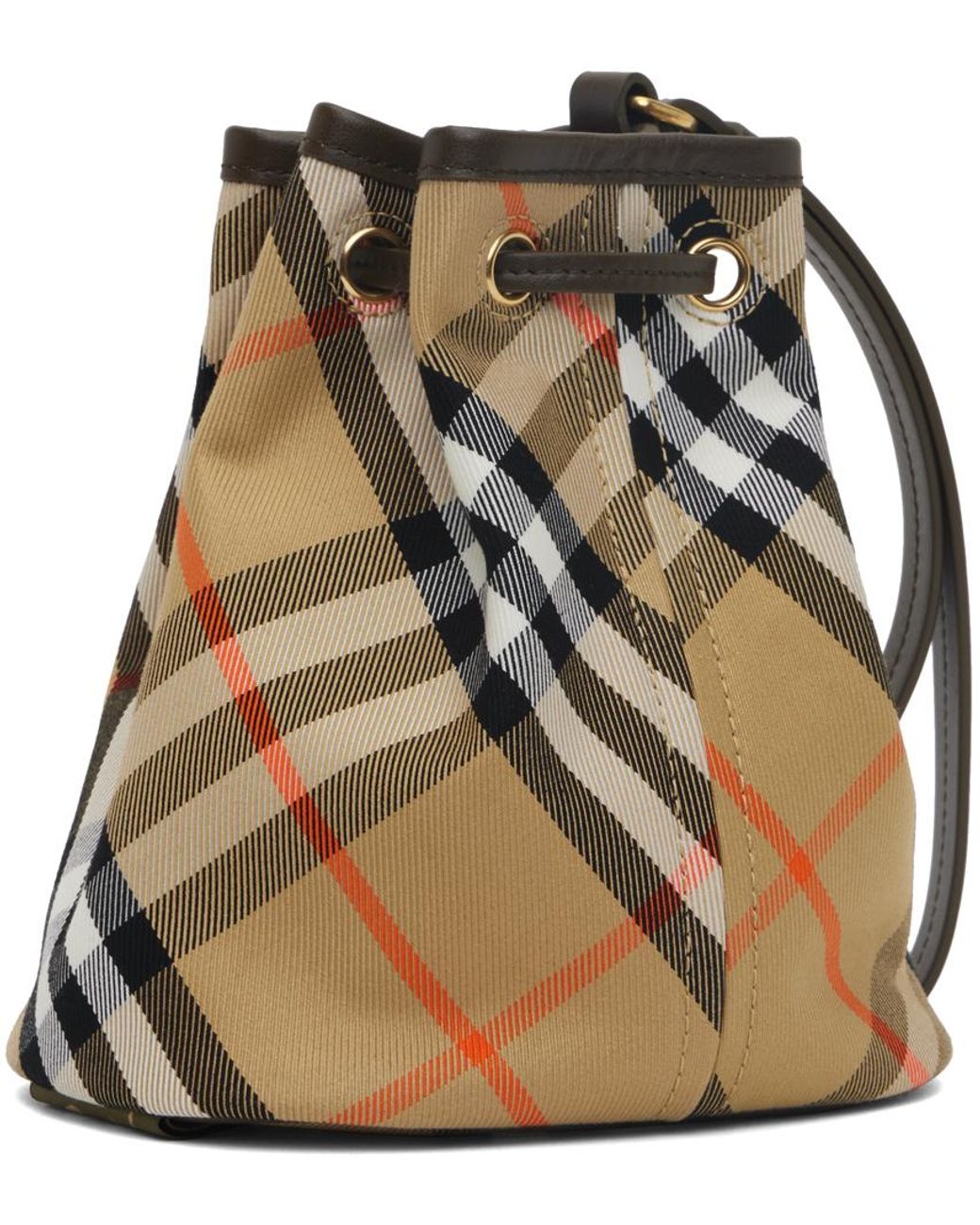 Burberry ベージュ ミニ チェック ドローストリング ポーチ | Lyst