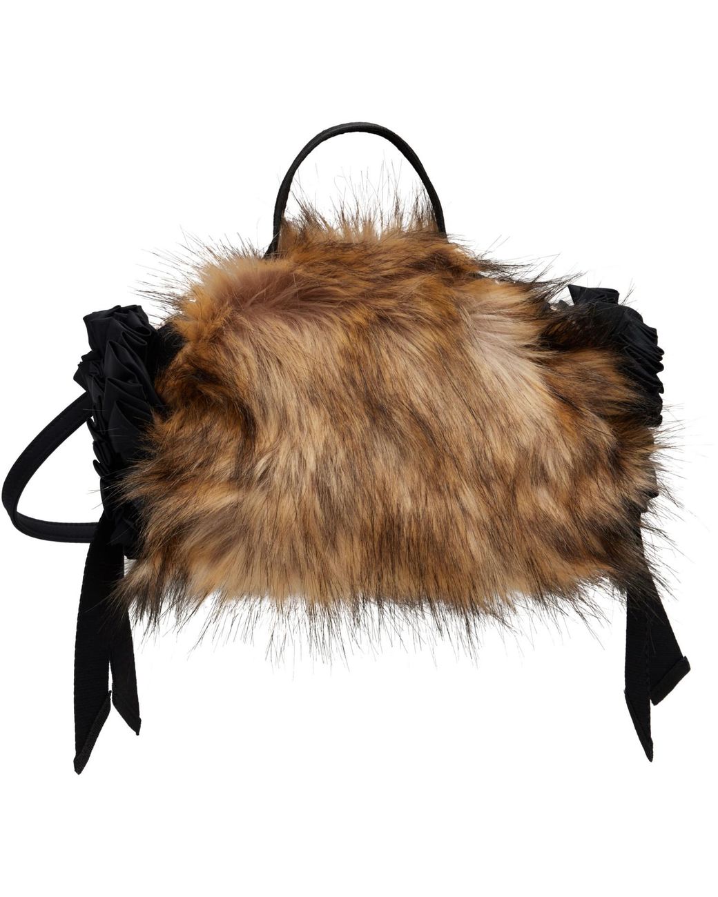 Simone Rocha Brown Embellished Mini Faux Fur Double Ribbon Rosette Bag for men