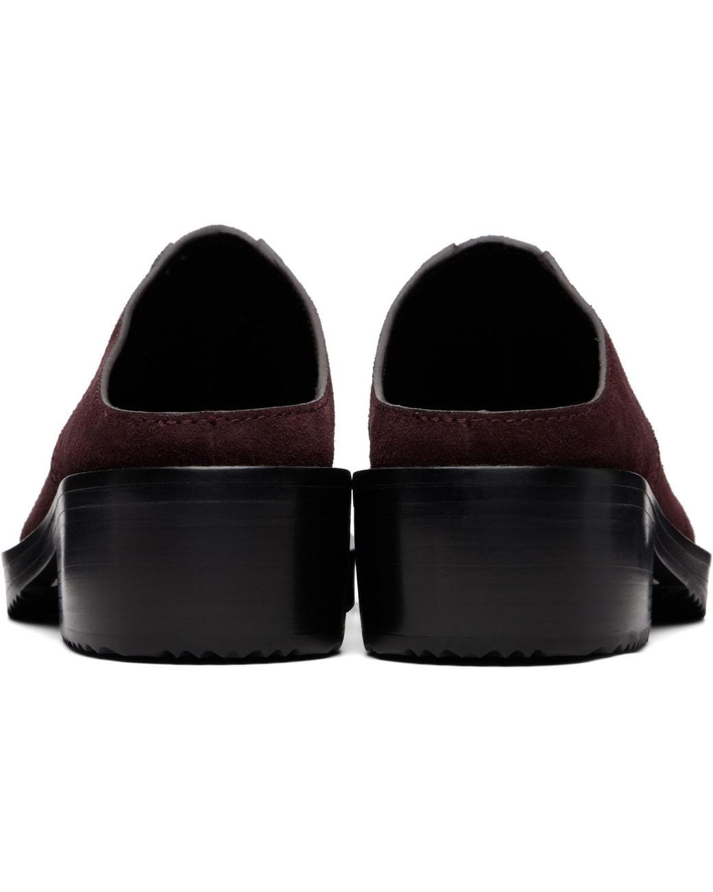 Dries Van Noten Brown Burgundy Suede Workwear Mule Loafers