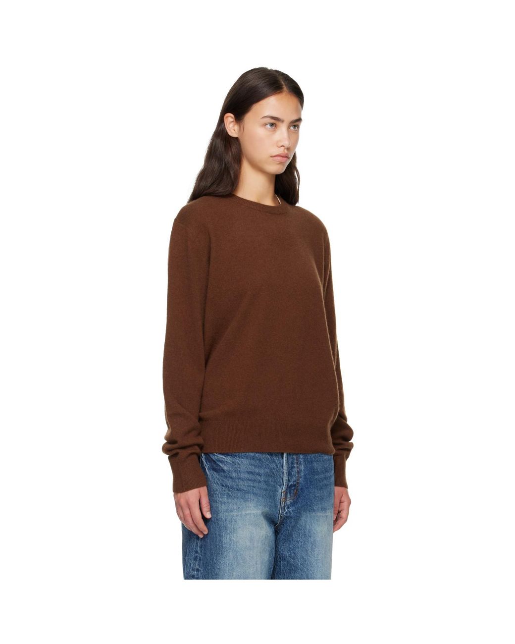 Entire studios Brown Knit Cashmere Crewneck Sweater