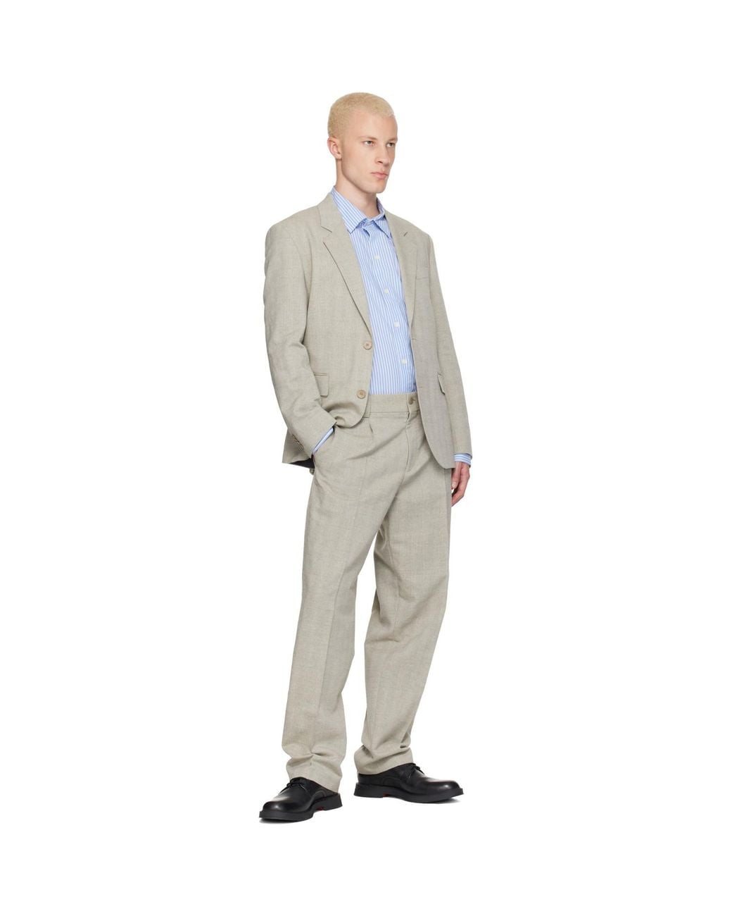 HUGO Gray Two-Piece Modern-Fit Herringbone Twill Suit for men