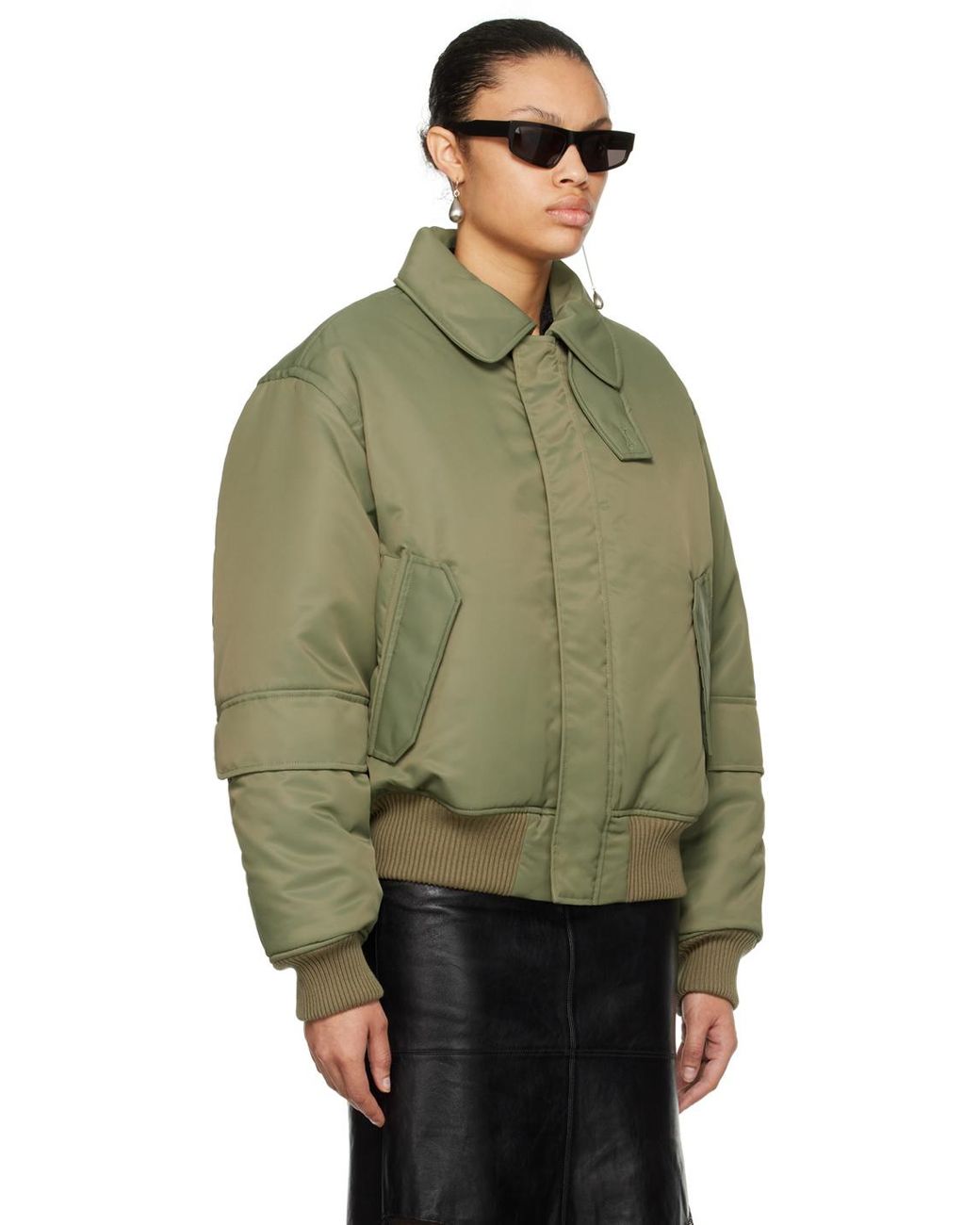 Helmut Lang Flight Bomber Jacket in Green | Lyst Canada