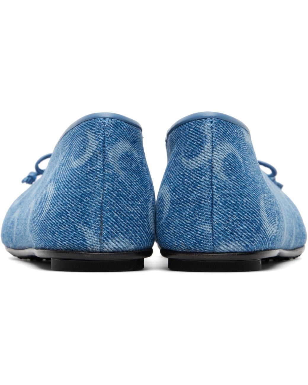 MARINE SERRE Blue Moonogram Denim Ballerina Flats