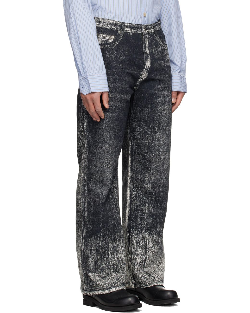 CAMPERLAB Black Paint Print Jeans for men